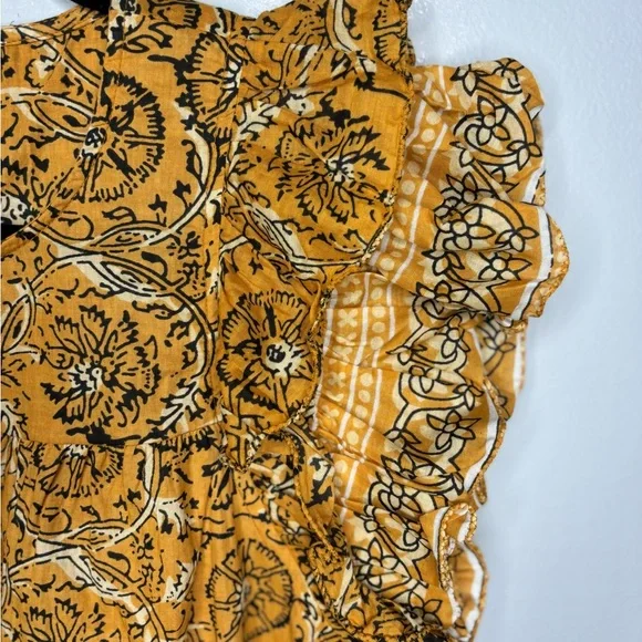 House of Harlow 1960 women’s marigold ruffle sleeve vintage print top size small - Picture 3 of 5